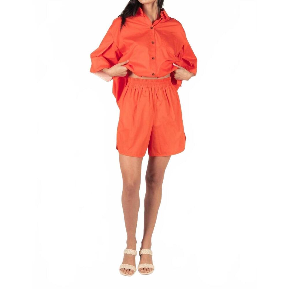 NEW BEFORE YOU COLLECTION lily poplin high waisted shorts in poppy